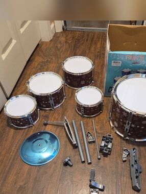 Kids drum set 5 piece red